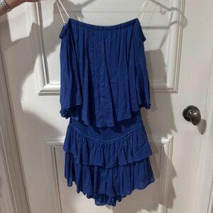 Monaco Paradise Blue Strapless Romper